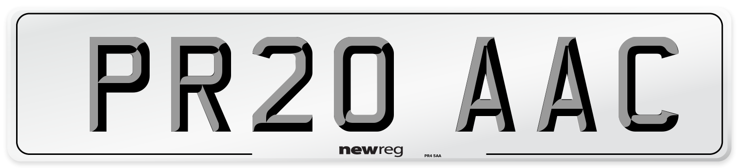 PR20 AAC Number Plate from New Reg